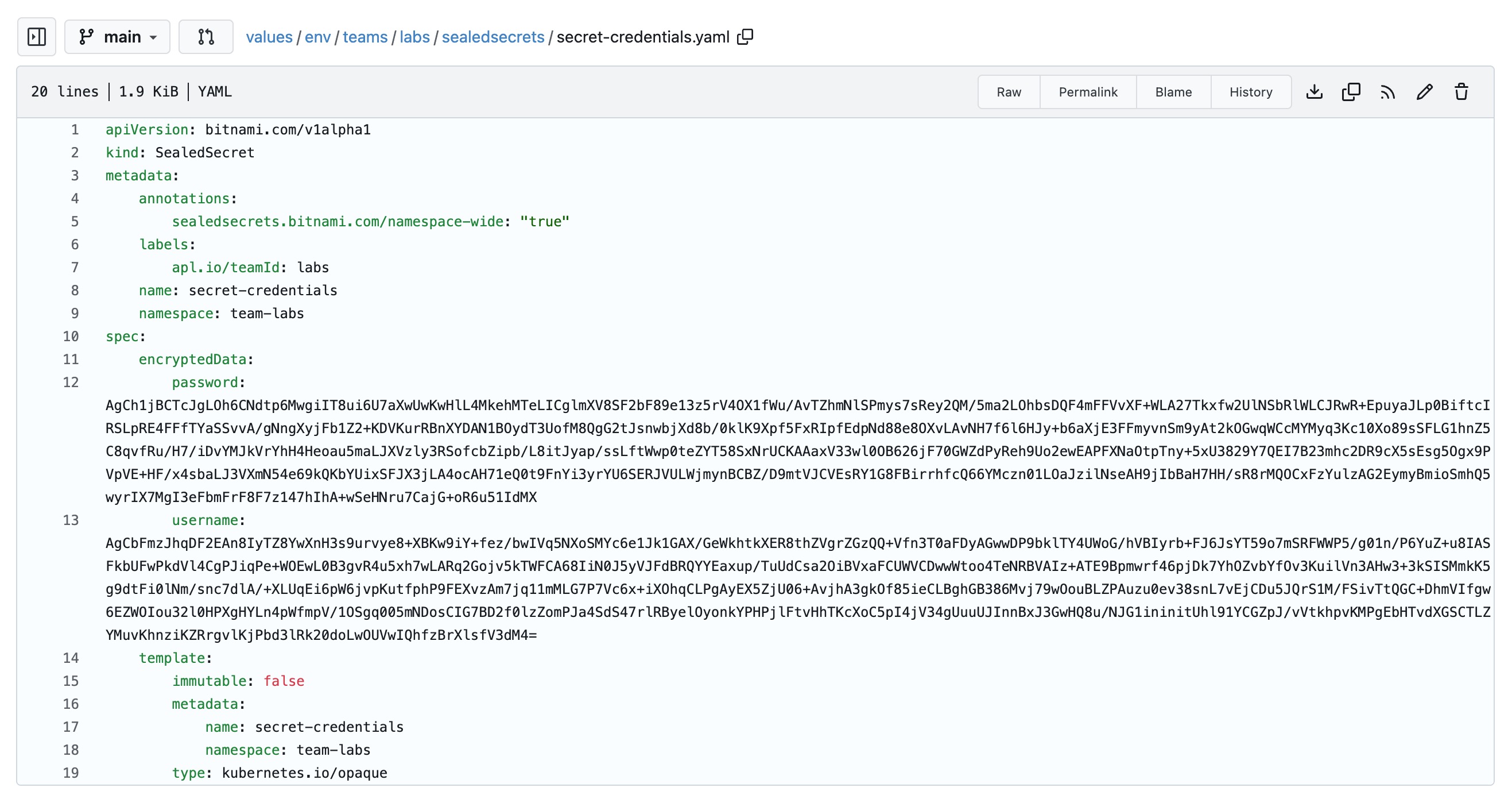 Repository sealed secret