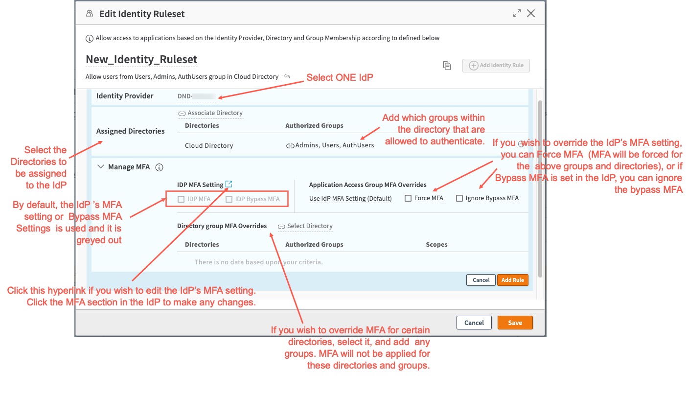 Identity Ruleset MFA overrides