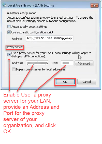 HTTP proxy configuration on Windows 7