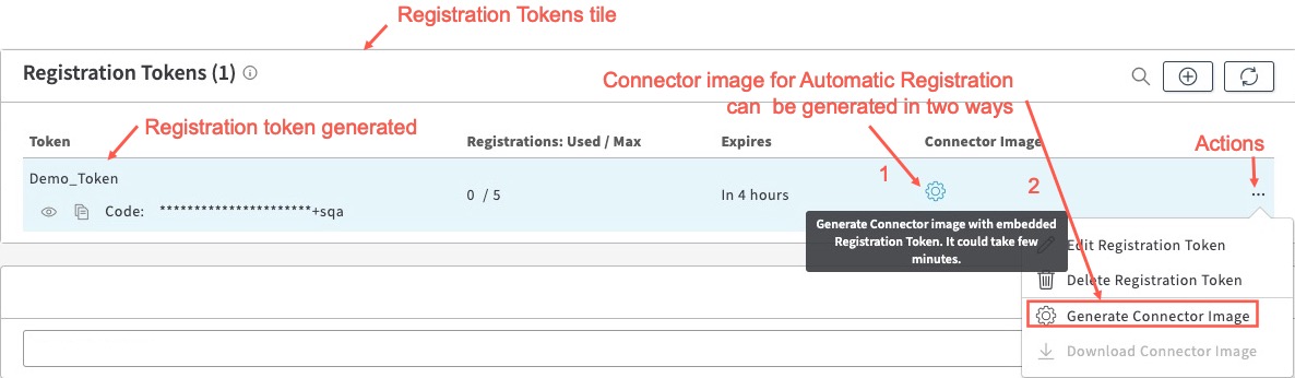 beta connector image with registration token