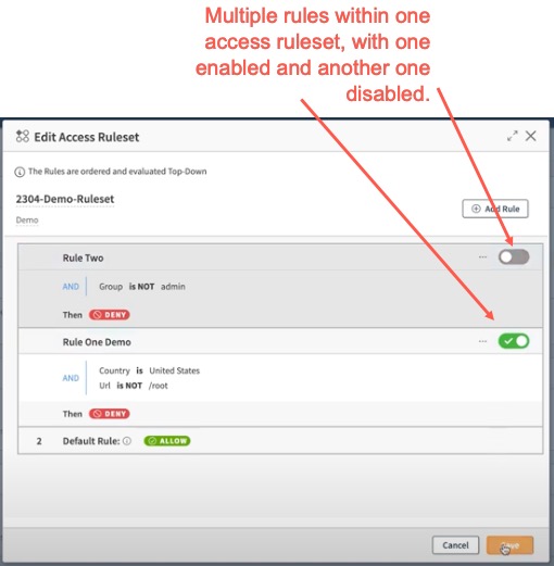 multiple rules in Access Ruleset