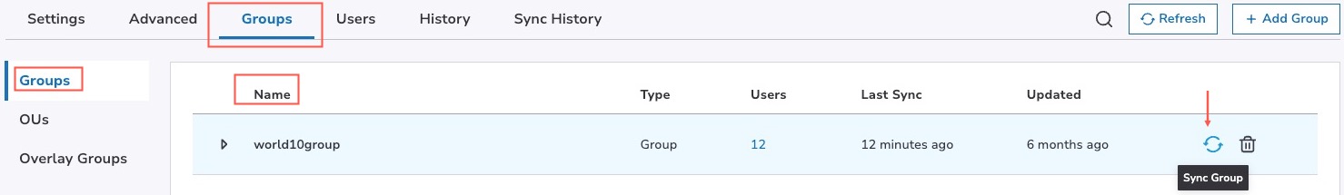 Sync Groups in Directory