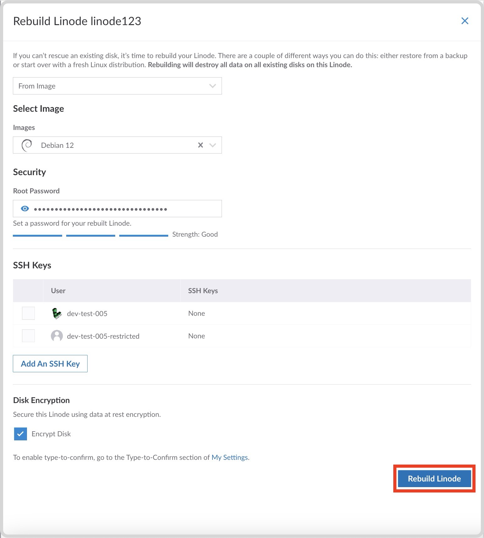 <<CLOUD_PORTAL>> Rebuild form - Rebuild button highlighted