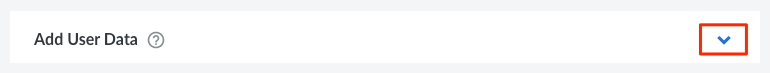 Screenshot of the Add User Data section in <<CLOUD_PORTAL>>