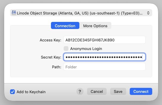 The Open Connection dialog in Cyberduck.