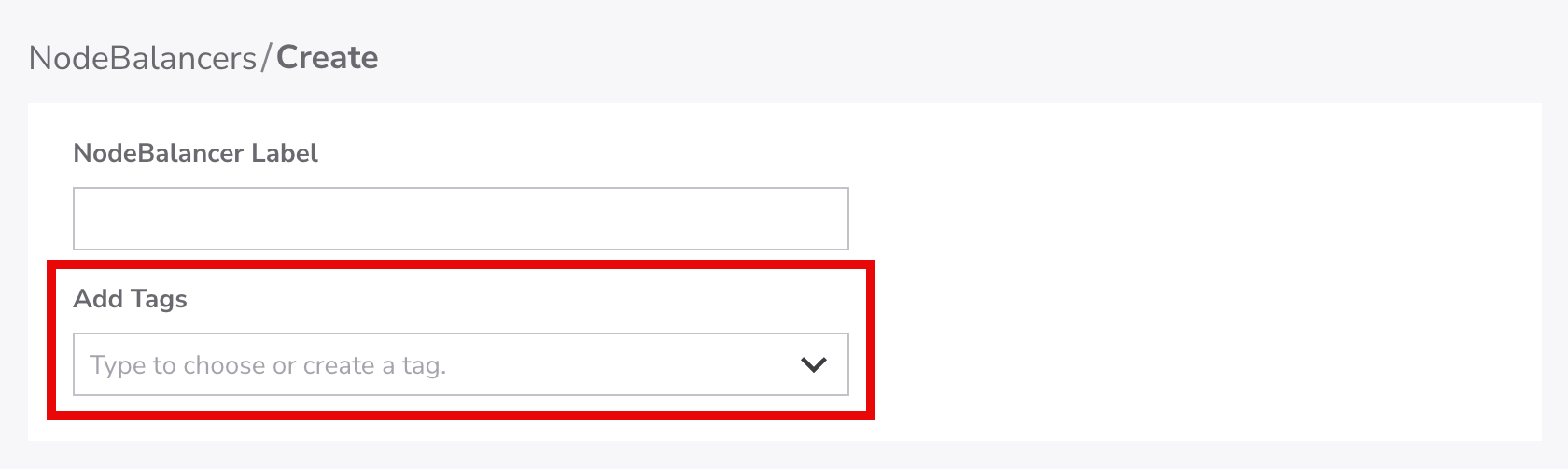 Add Tags field in the NodeBalancer creation form