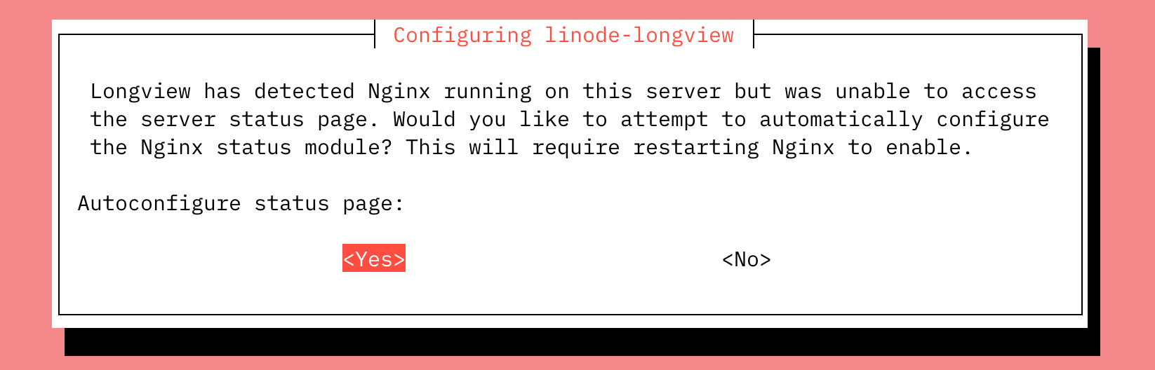 Screenshot of the NGINX notice for Longview