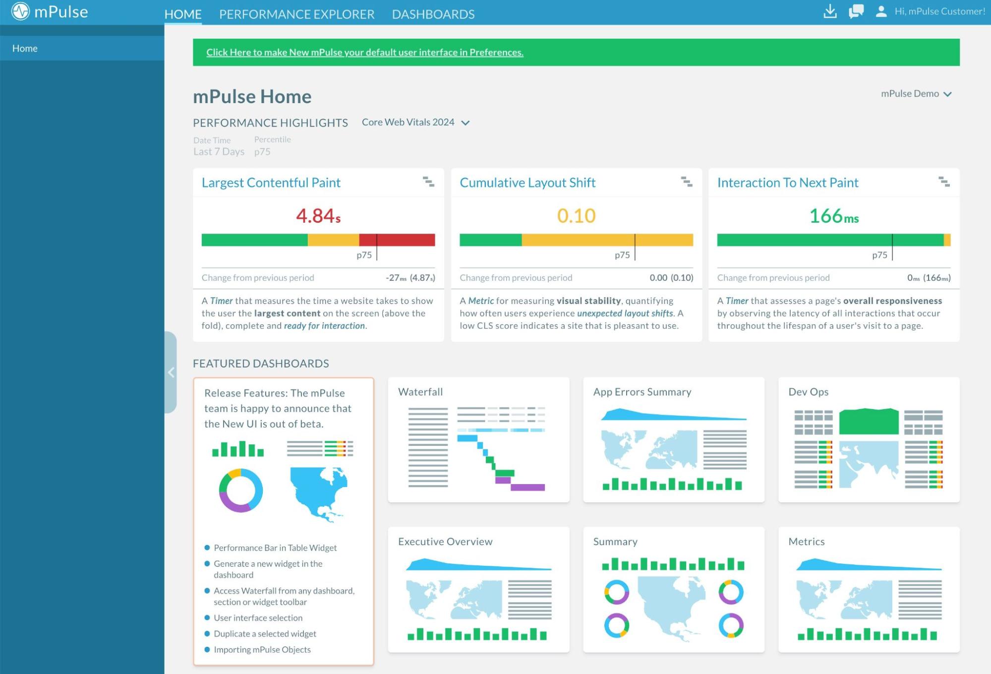 New UI dashboard