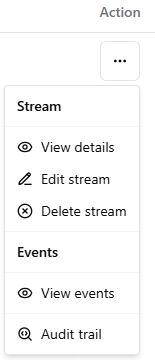 Action menu options.
