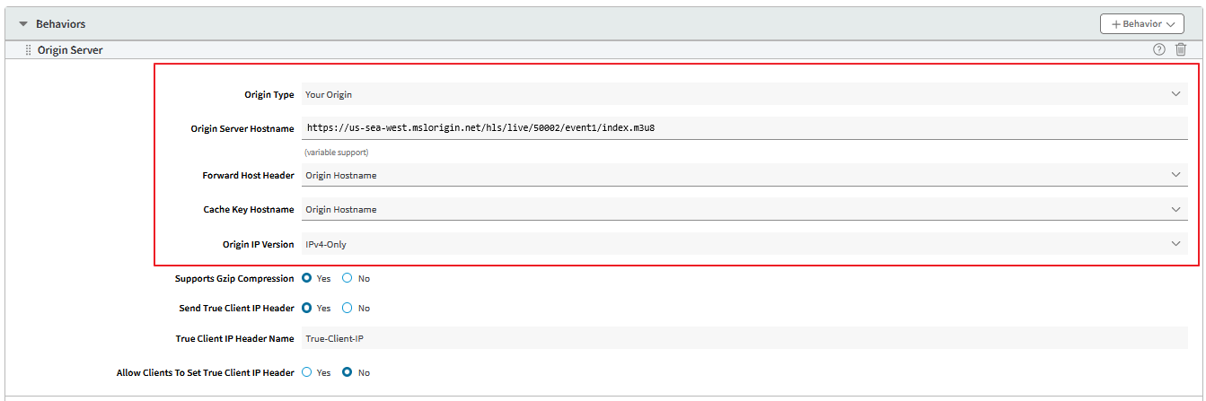 Origin server example.